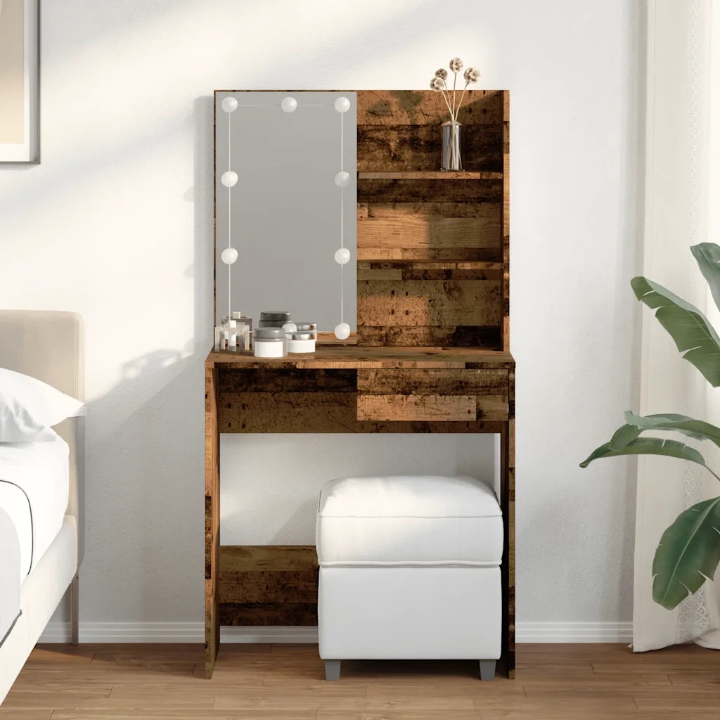 Toeletta con LED Legno Antico 74,5x40x141 cm