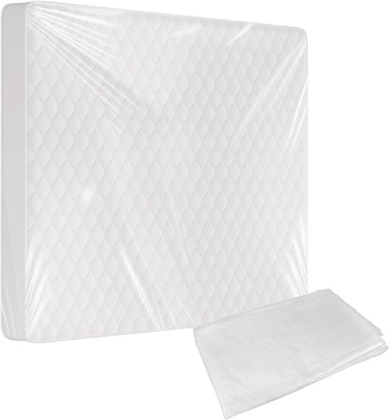 Coprimatrasso 150x200 cm - Materiale plastico - Impermeabile - Resistente alle scuffie - Tasca di stoccaggio - Per spostamento o trasporto - Coprimatrasso impermeabile