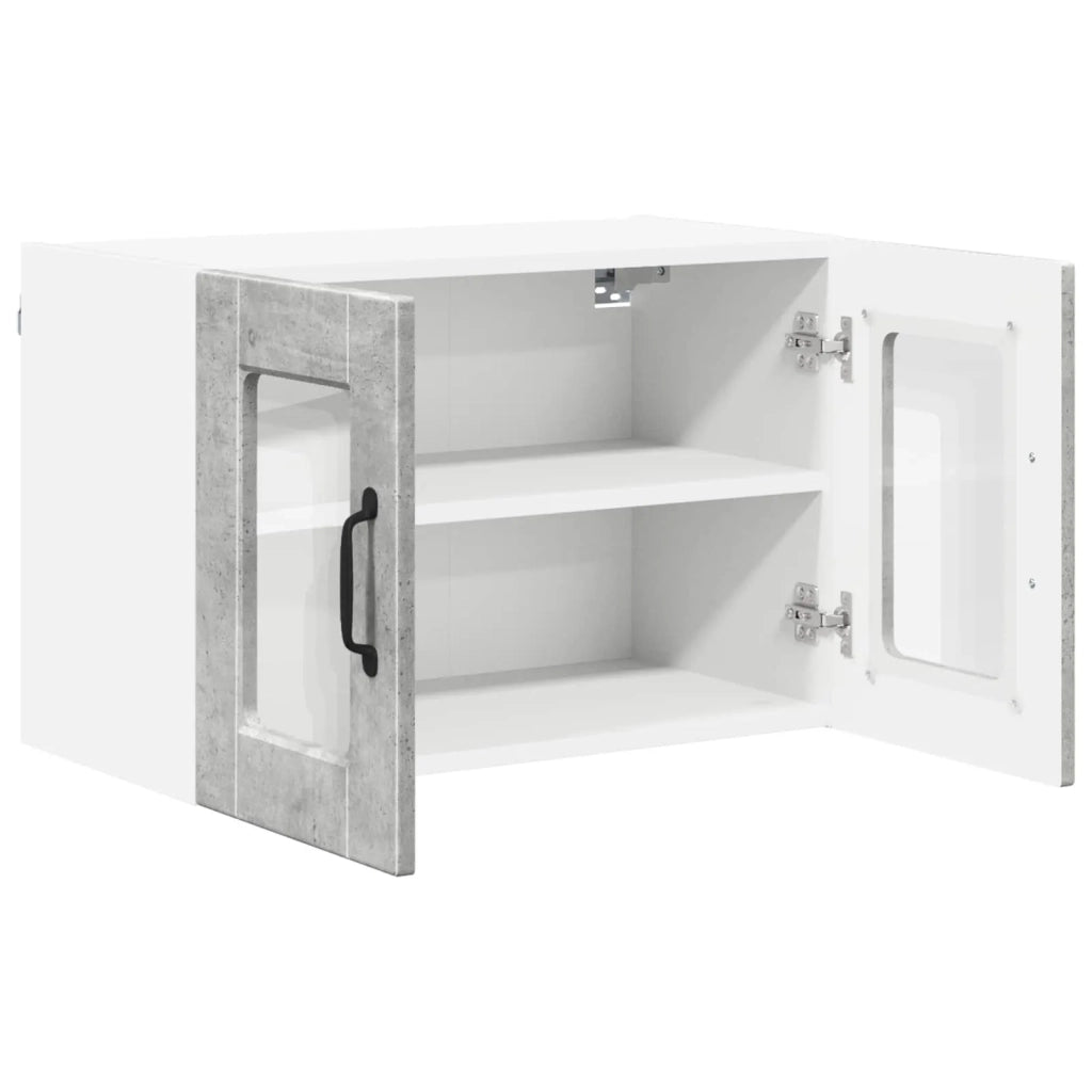 Pensile da cucina | Mobile in vetro da parete PORTO 2 pz Grigio cemento