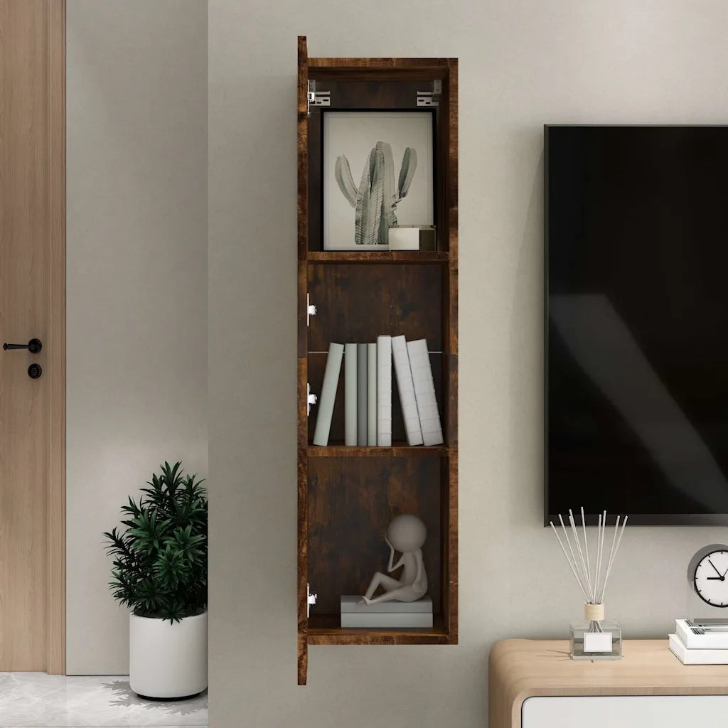 Mobile TV a Parete | Armadietto TV | Mobile Porta TV Rovere Fumo 30,5x30x110 cm