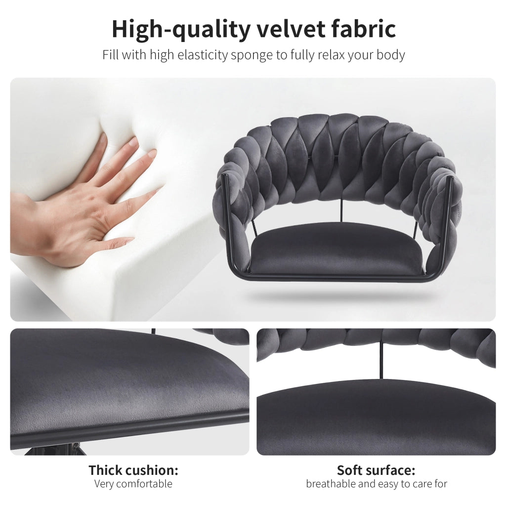 Sedie da Pranzo in Velluto con Gambe in Metallo ¨C MINIMAL ¨C Grigio, Set 2 Pezzi