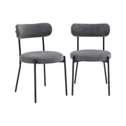 Set di 2 sedie in metallo e tessuto ciniglia, grigio
