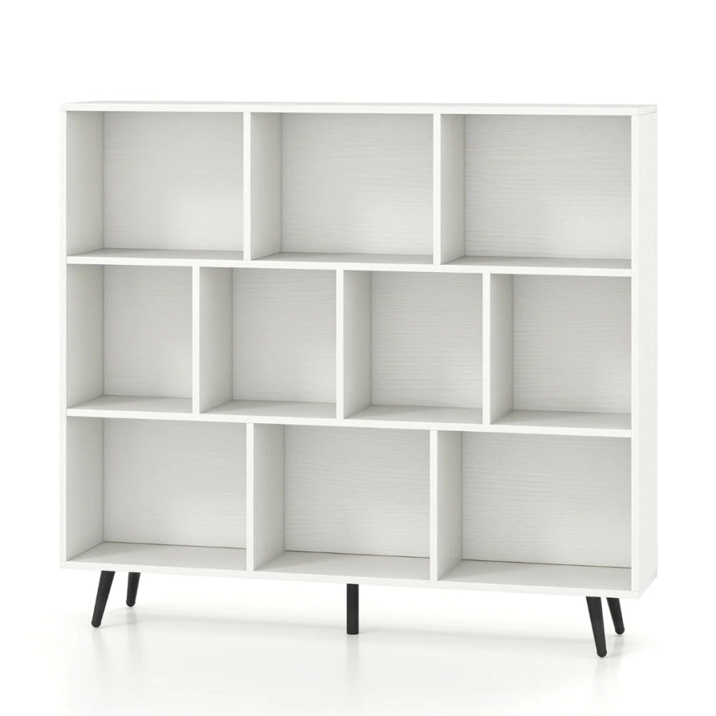 Scaffale a 10 cubi 120 x 24 x 107 cm moderno organizer portaoggetti con maggiore stabilità e sicurezza antiribaltamento realizzato in legno ingegnerizzato bianco 20_0014787