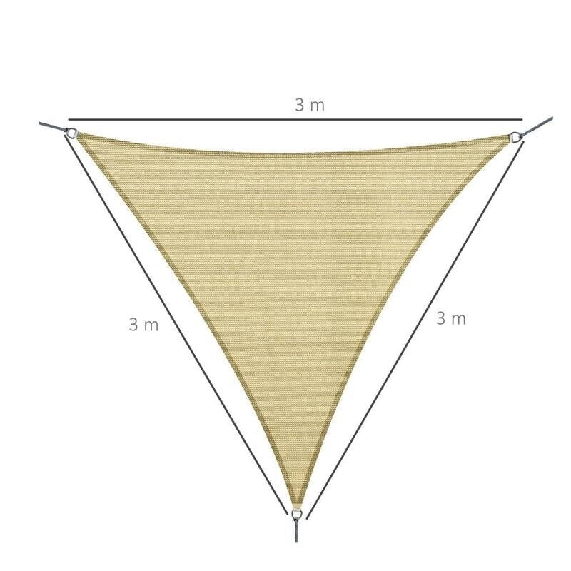 TENDA DA SOLE A VELA OMBREGGIANTE TRIANGOLARE 3 X 3 X 3 MT COLORE CREMA