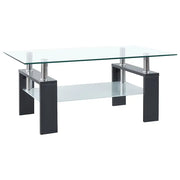 Tavolino Salotto Grigio Trasparente 95x55x40 cm Vetro Temperato