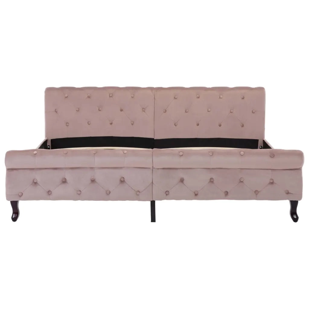 Letto matrimoniale | Letto per adulti | Giroletto Rosa in Velluto 180x200 cm