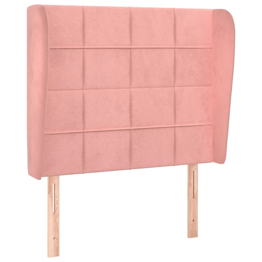 Testiera ad Orecchio-Testata con Orecchie Rosa 103x23x118/128 cm in Velluto 224664