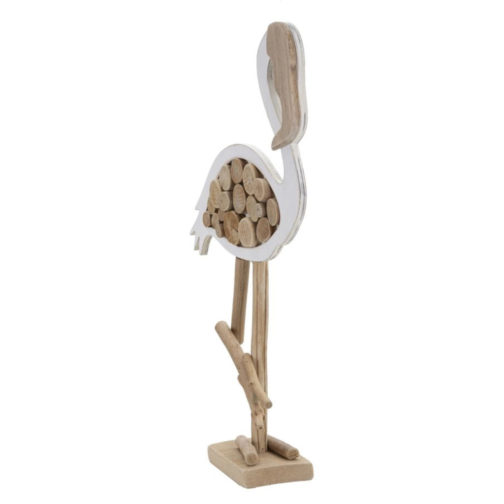 Scultura Fenicottero, Marrone, Legno, 31x9x56 cm