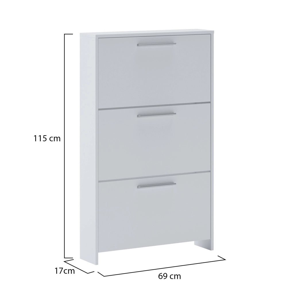 Mobile Portascarpe Ossi, Scarpiera 3 Vani, 69x17x115h cm Bianco