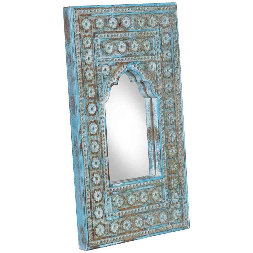 Specchio in legno blu 28x3x48 cm