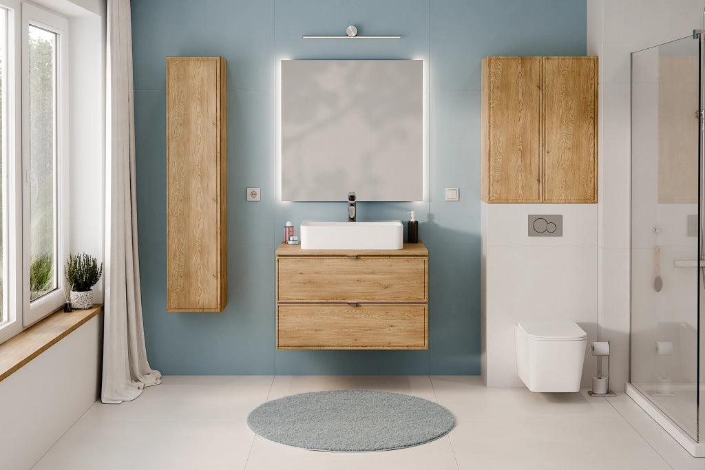 Set mobili bagno 80 cm con piano Terra Cremona 80 cm