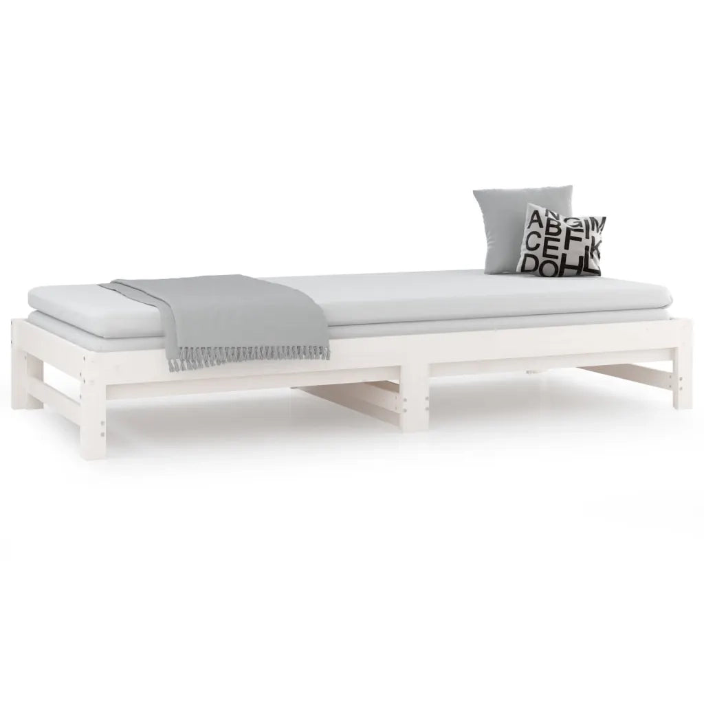 Dormeuse Estraibile Bianca 2x(80x200) cm Legno Massello di Pino