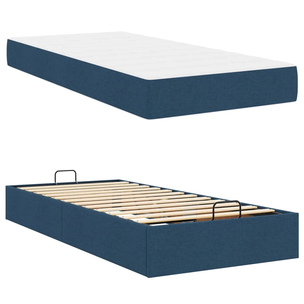 Struttura letto con materasso 2 pcs-Giroletto Blu Tessuto 686061