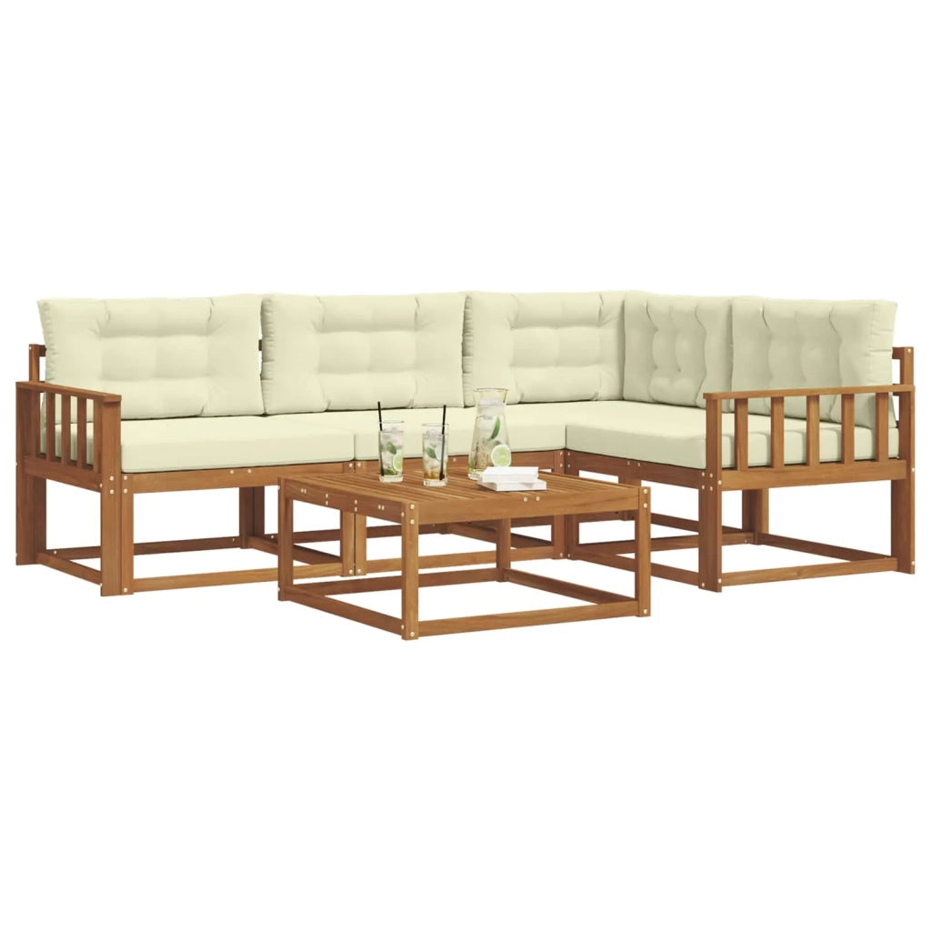 Set di divani da esterno con cuscino 5 pcs Naturale e Crema 3367538