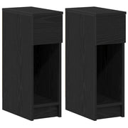 Set di 2 Comodini | Armadio da Notte | Mobiletto da notte con Cassetto Rovere Nero 20x36x60 cm