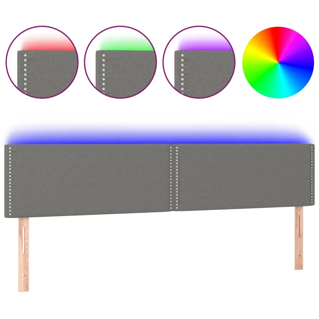 Testiera a LED-Testata con LED Grigio Scuro 200x5x78/88 cm in Tessuto 142391
