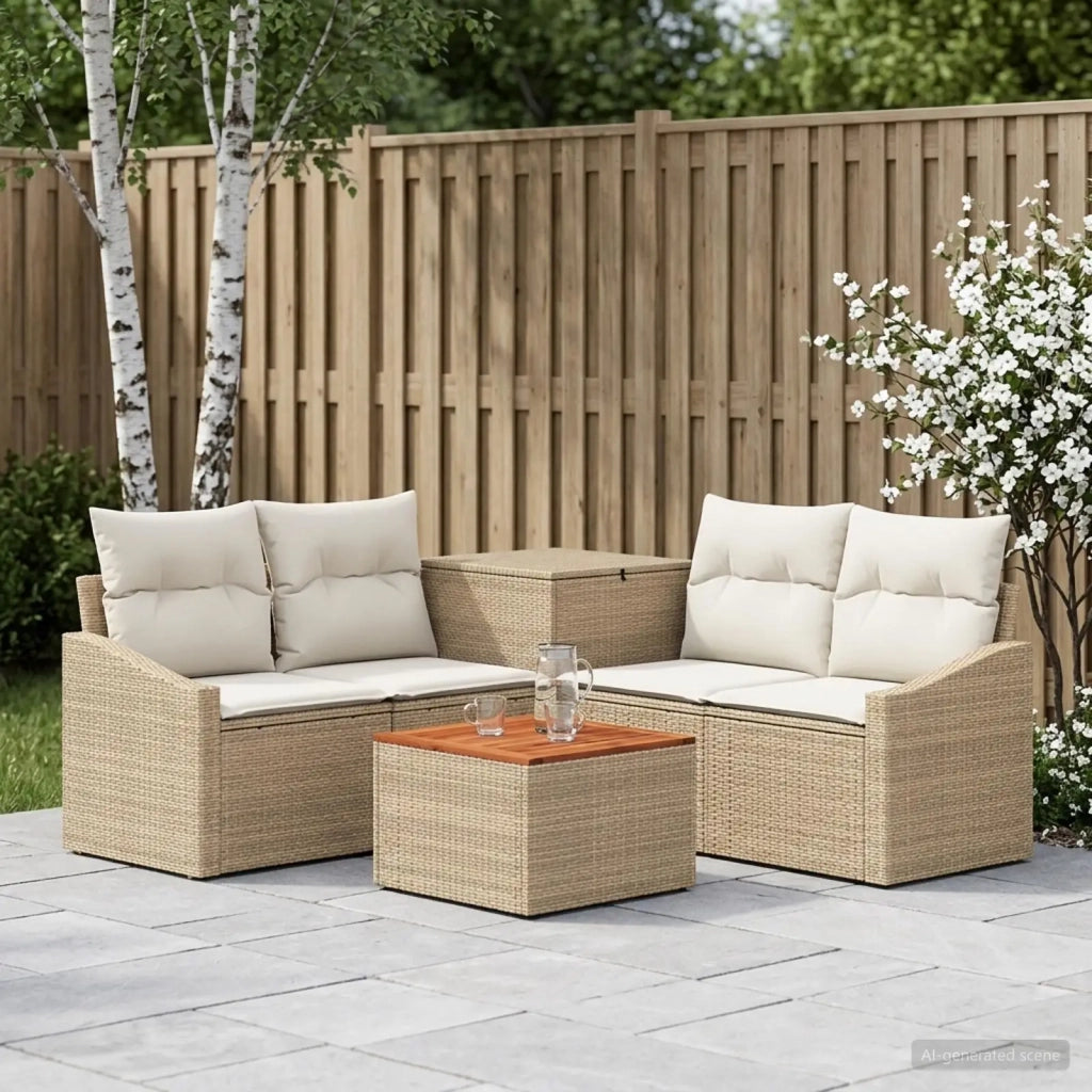 Set di divani 6 pz Beige e Bianco Crema 3447308