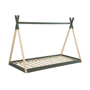 Letto tenda per bambini 190cm pino naturale, base inclusa, verde
