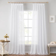 Set di tende da finestra in voile con striscia di piegatura - Lotto da 2 - 140 x 245 cm - Bianco
