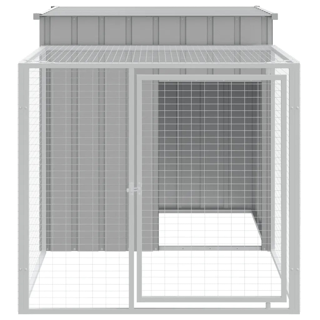 Gabbia per polli con recinto grigio chiaro 110x201x110 cm in acciaio zincato 172360