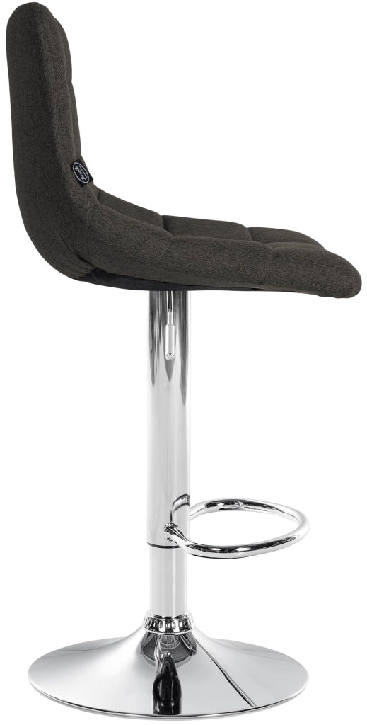 Sgabello Jerry in tessuto grigio scuro,cromo