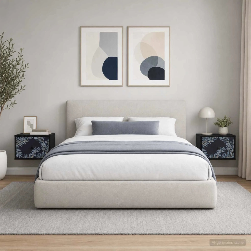 Mobiletto da comodino a parete DOKKUM 2 pz Rovere Nero 8007464