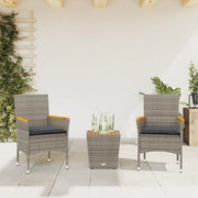 Set da Bistrò 3 pz con Cuscini Grigio Polyrattan e Vetro 3278746