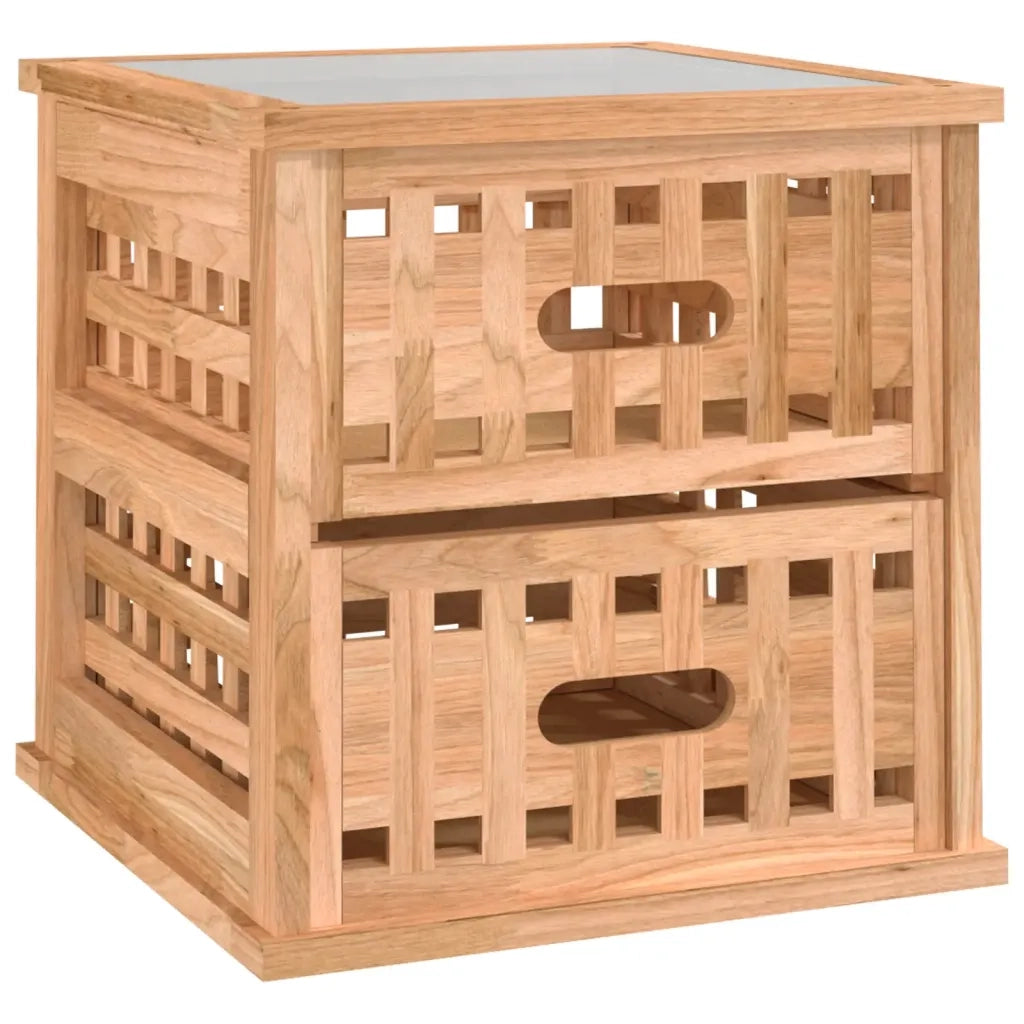 Comodini 2 pz 34x34x34 cm in Legno Massello di Noce 350346