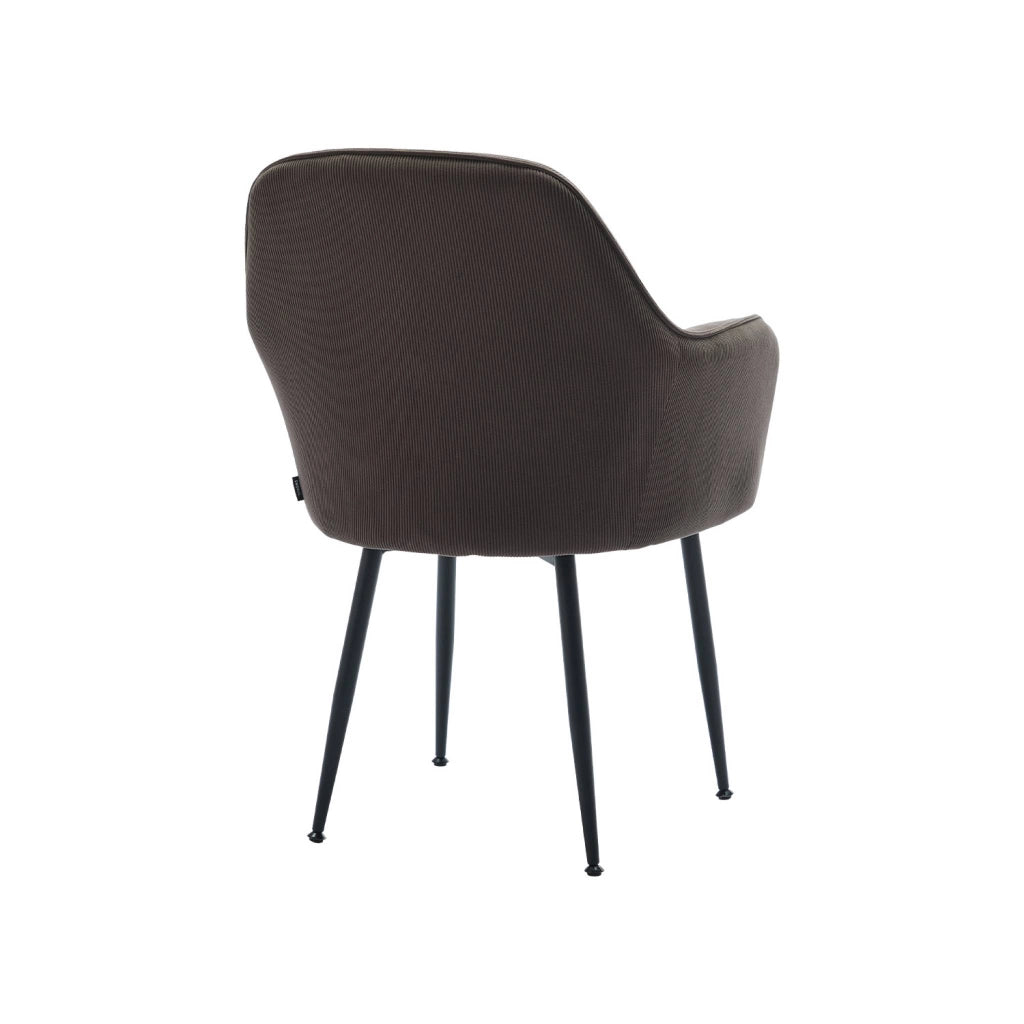 Set di 4 poltrone in velluto a coste con gambe in metallo nero opaco,