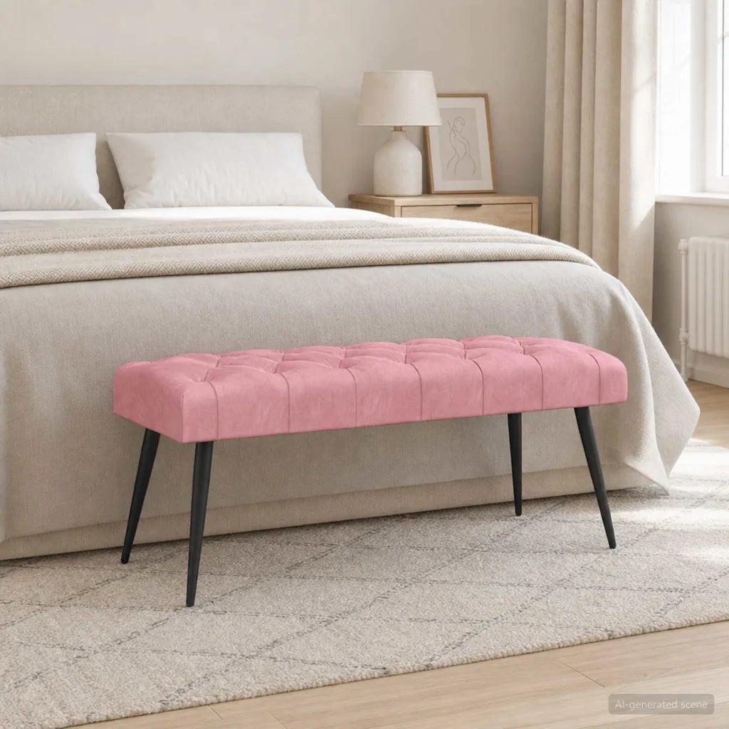 Panchina con bottoni imbottiti Rosa 110 x 40 x 46 cm Velluto 42038575