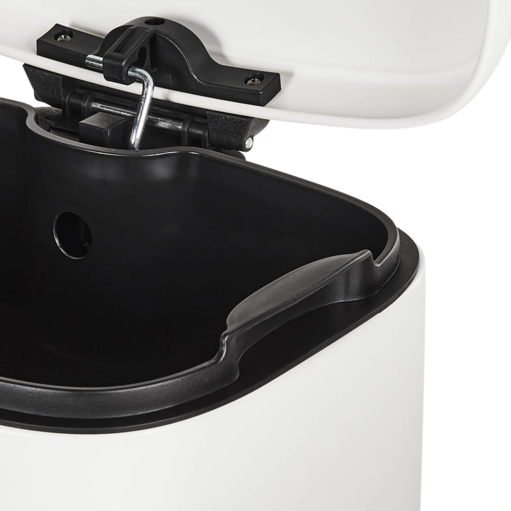 Cestino per rifiuti con pedale e coperchio Ferro Materiale sintetico Bianco Cucina moderna