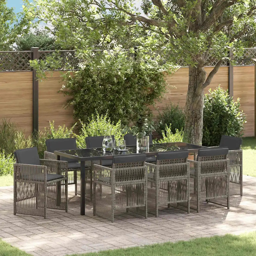 Set da Pranzo per Giardino 9 pcs Grigio 3380656