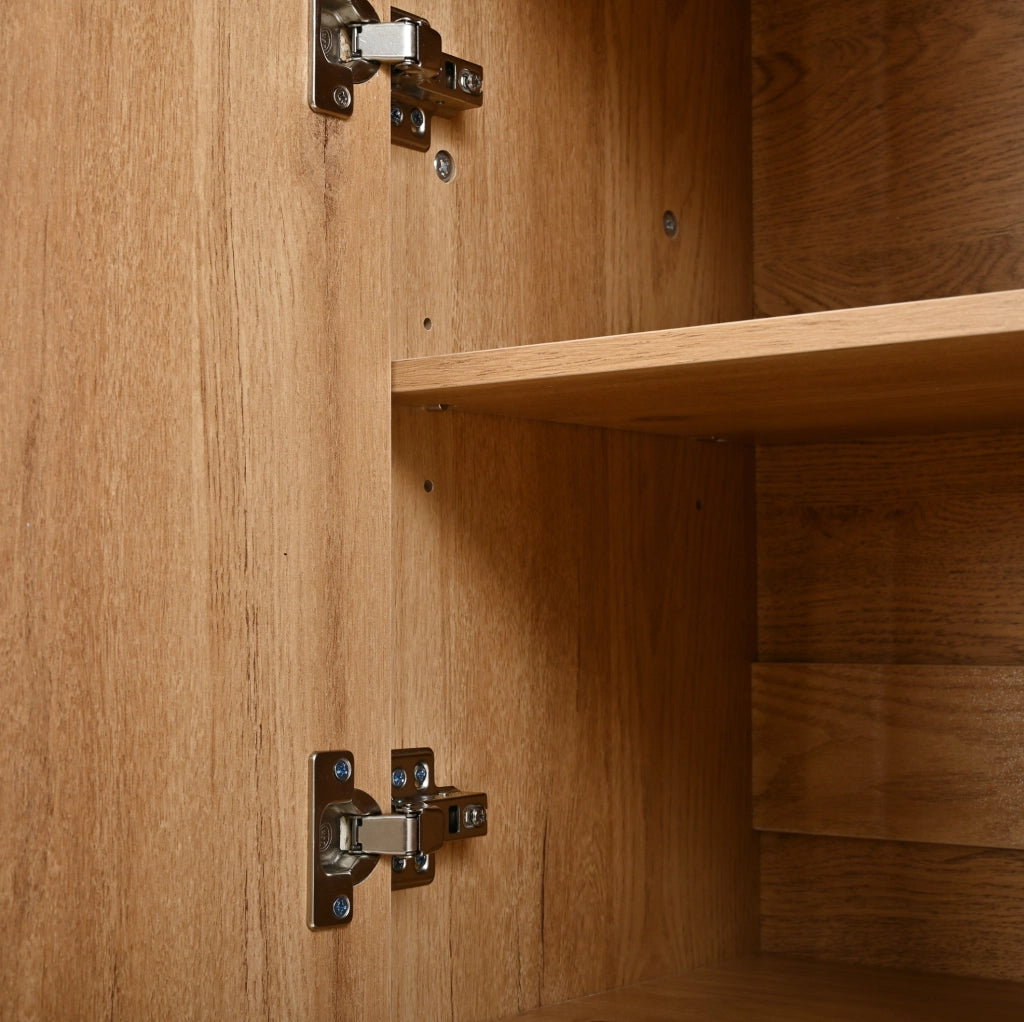 Garderoba da ingresso 120x32x178 cm multifunzione con specchio e LED in MDF; truciolato naturale bianco