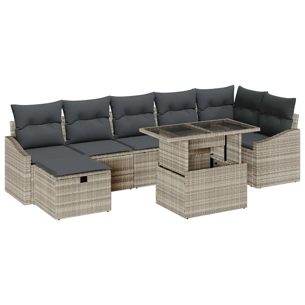 Set Divano da Giardino 8 pcs Grigio chiaro Poly Rattan 3359849