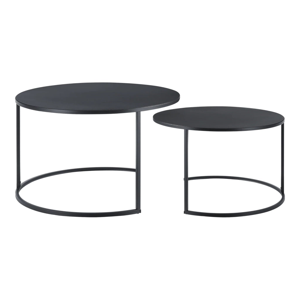 Set di 2 tavolini rotondi impilabili in metallo nero 03_0008530