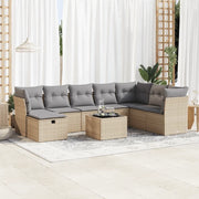 Set Divano da Giardino 9 pz con Cuscini Beige in Polyrattan 3325345