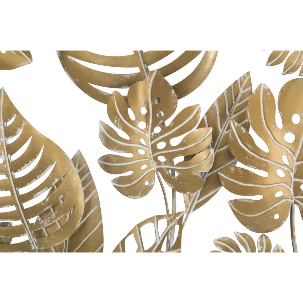 Decorazione in Metallo 3D Foglia 18, Oro, Metallo, 80x6,5x80 cm
