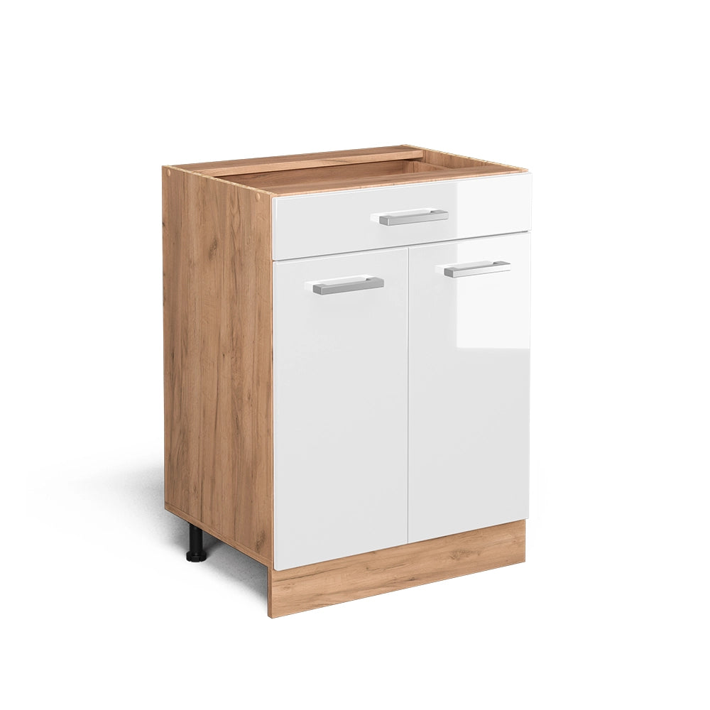 Vicco Mobiletto base per cucina Bianco lucido 60 cm con cassetto, senza piano di lavoro