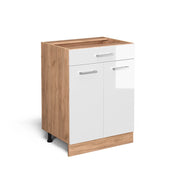 Vicco Mobiletto base per cucina Bianco lucido 60 cm con cassetto, senza piano di lavoro