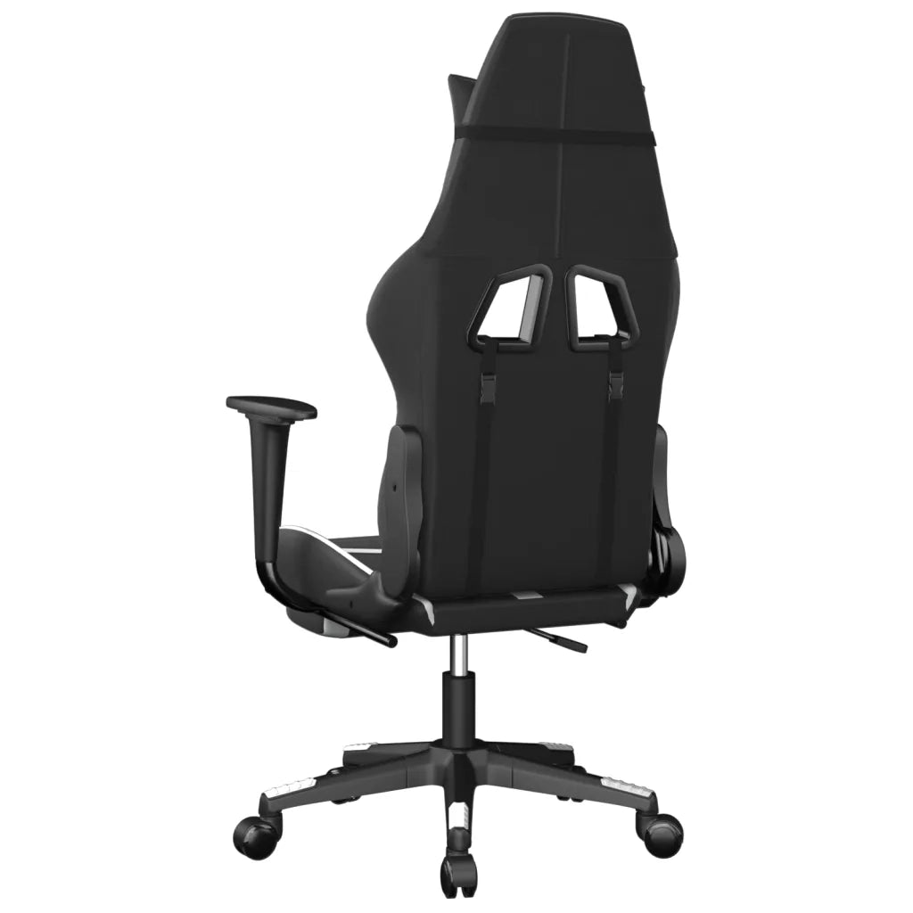 Sedia Gaming | Sedia da e-sports Massaggiante Poggiapiedi Nero e Bianco Similpelle