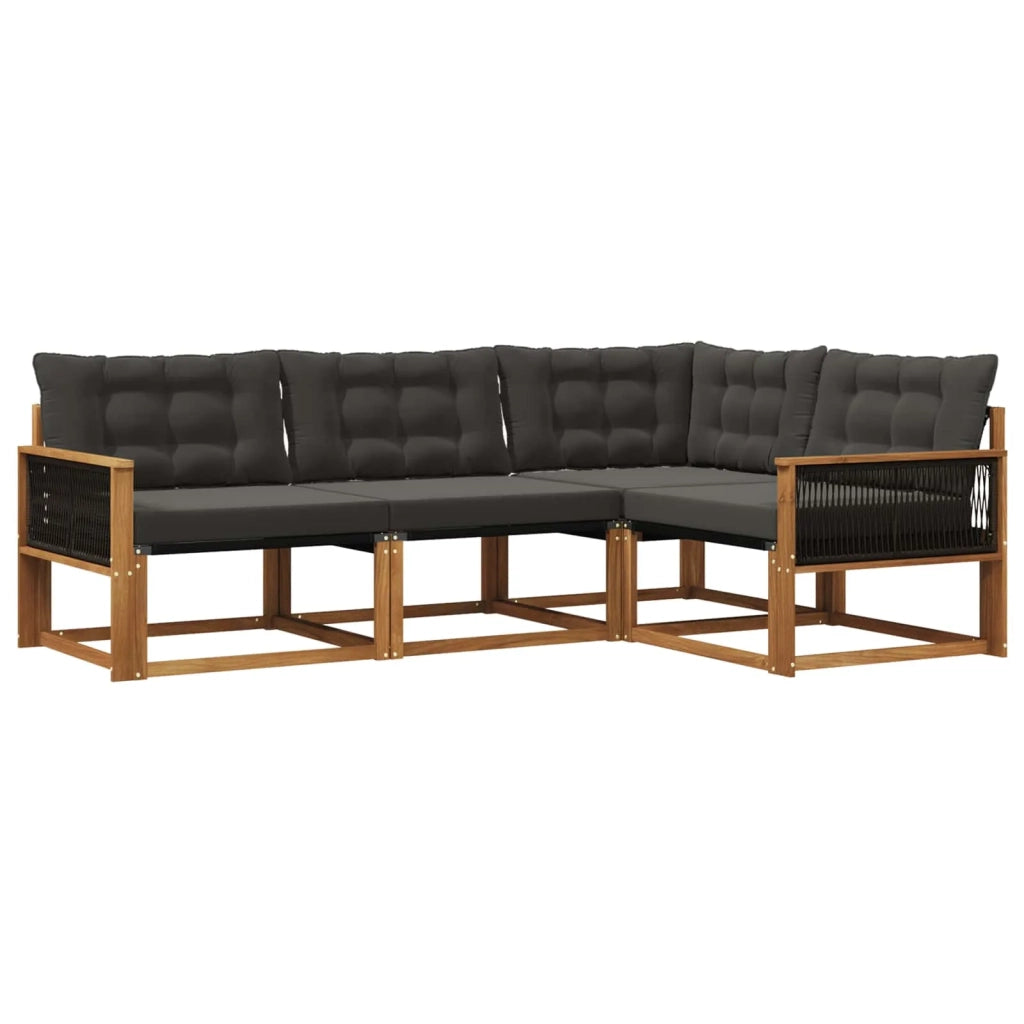 Set di divani da esterno 4 pz Naturale e Nero 3381392