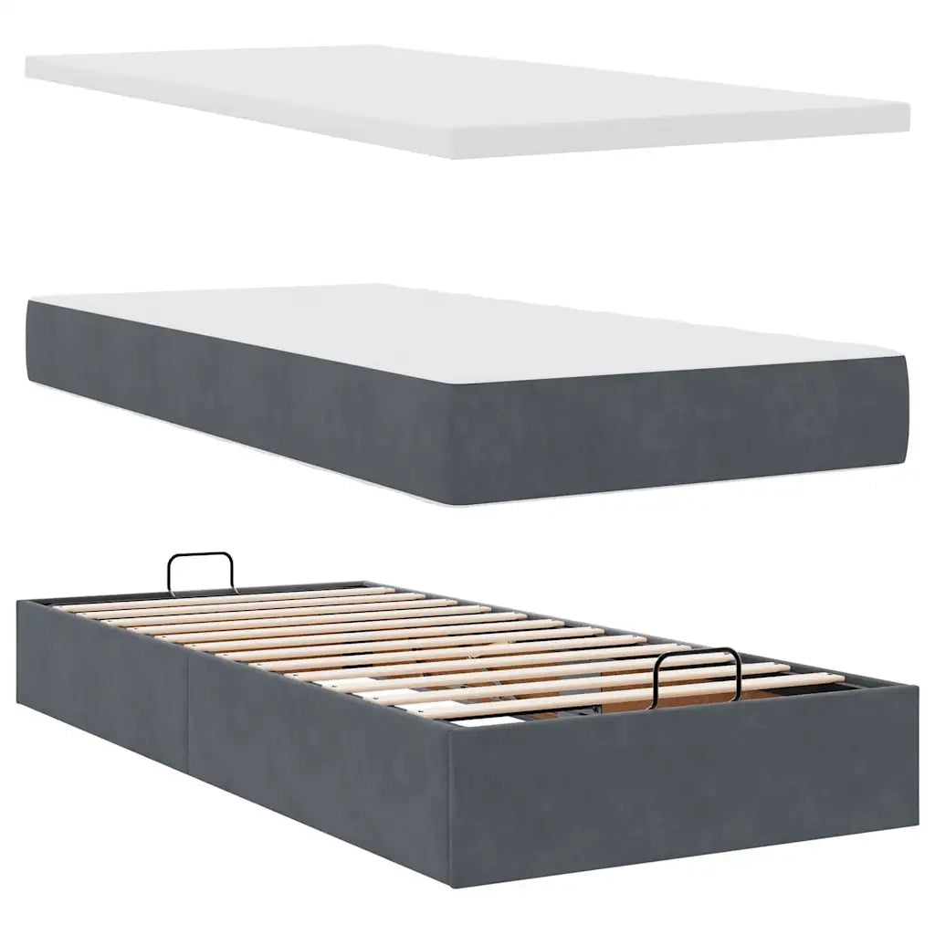Letto singolo | Letto per adulti | Struttura Letto Pouf con Materasso 180x200 cm in Velluto