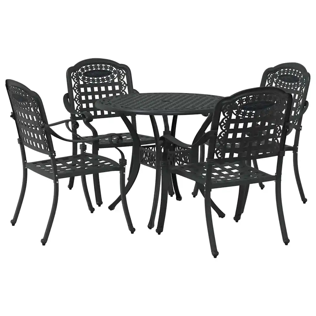 Set da Pranzo per Giardino 5 pcs Nero Alluminio 3334685