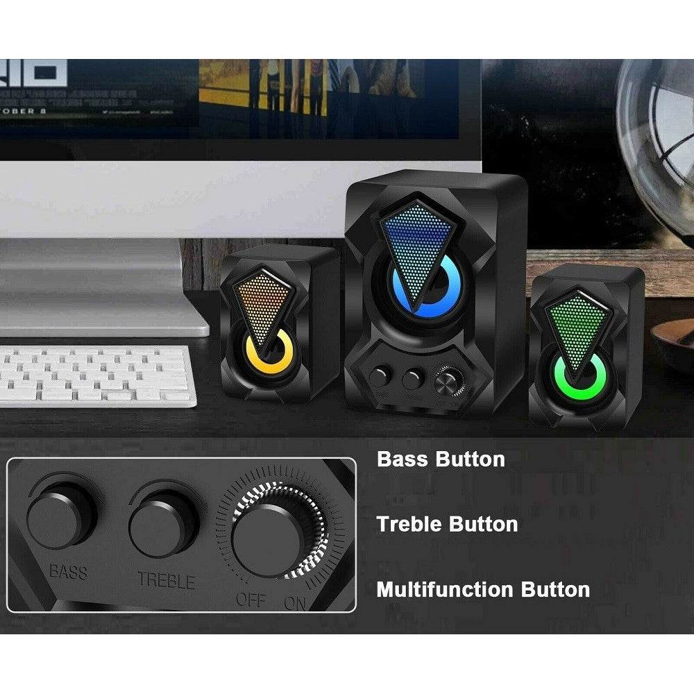 Trade Shop - Casse Audio 2.0 Aux Usb Altoparlanti Subwoofer Rgb Per Pc Notebook 5+3 W Ab-d391 -