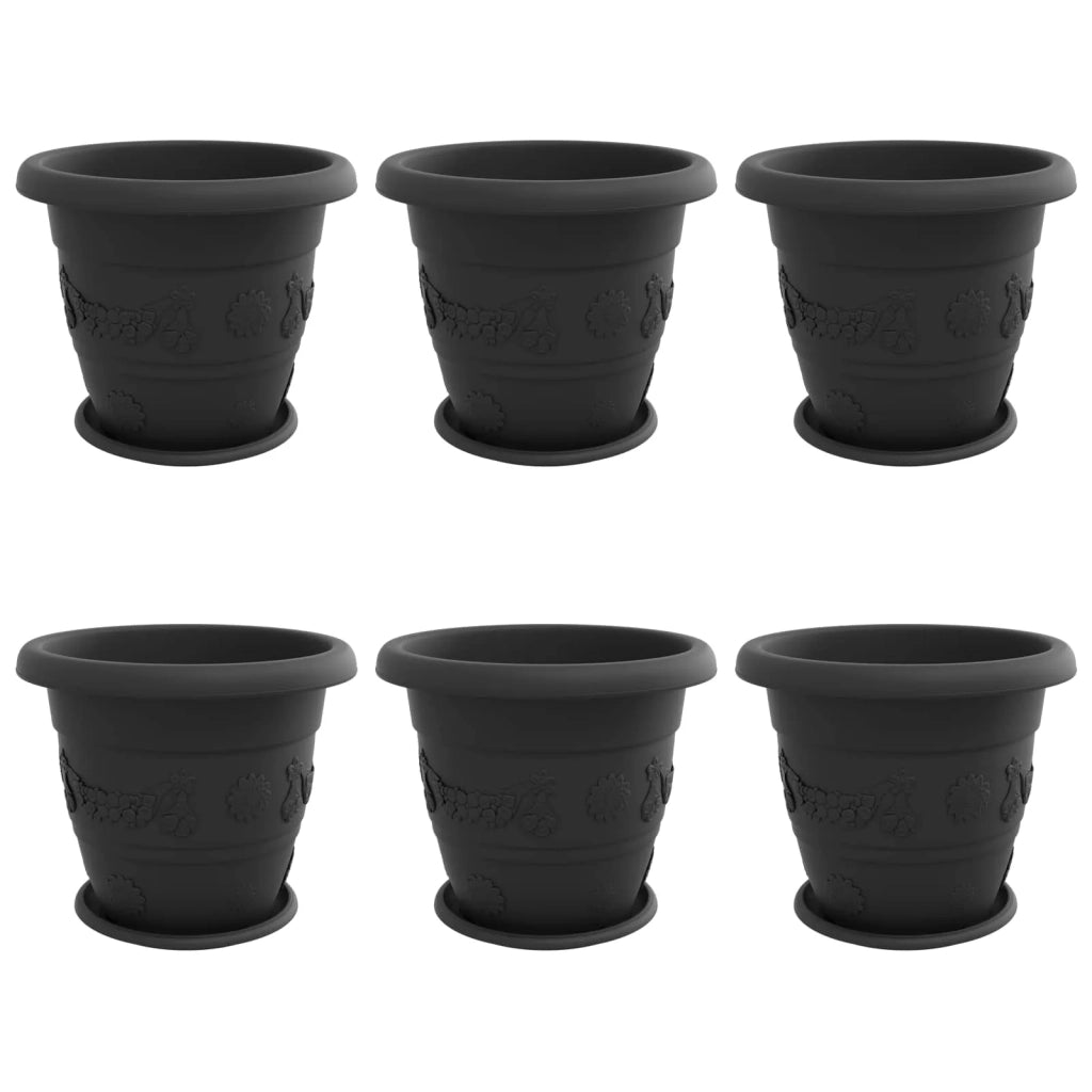 Vasi per Piante 6 pcs Nero Ø 39 x 32 cm Plastica