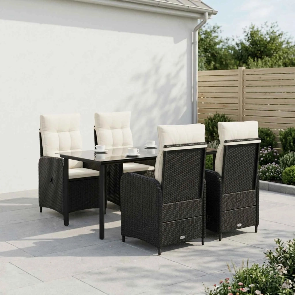 Set da Pranzo per Giardino 5 pz Nero e Bianco Crema 3422486