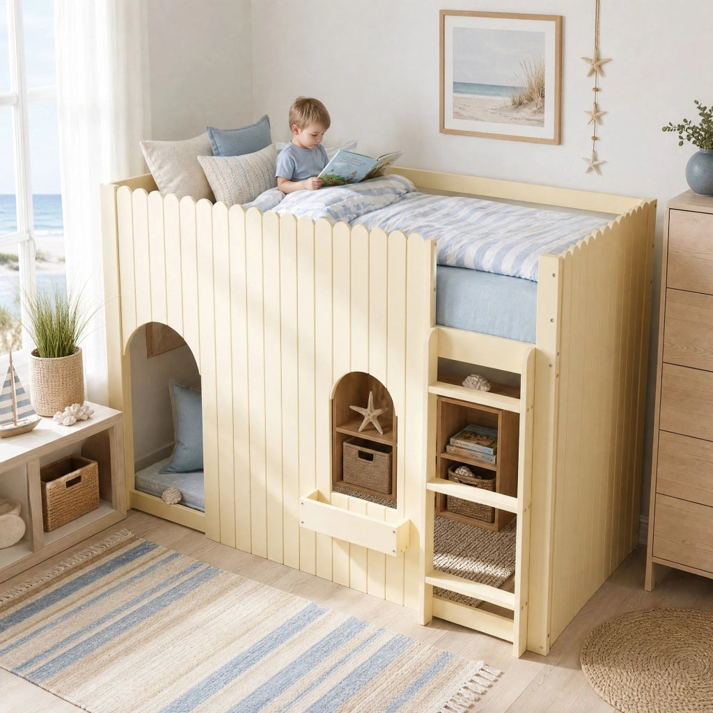Letto a soppalco per bambini 90x200 cm con LED multicolore