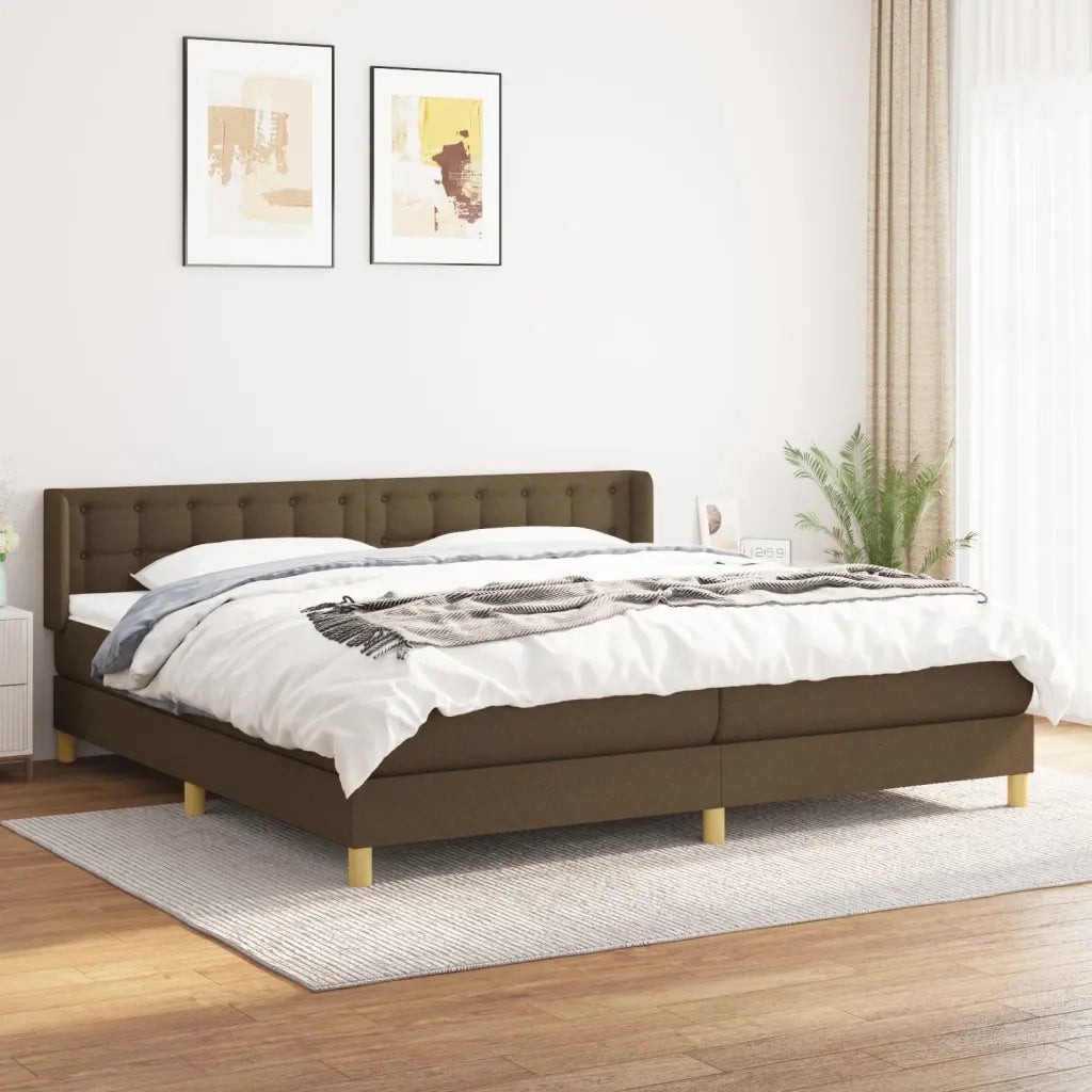 Giroletto a Molle con Materasso Marrone Scuro 200x200cm Tessuto 3130620