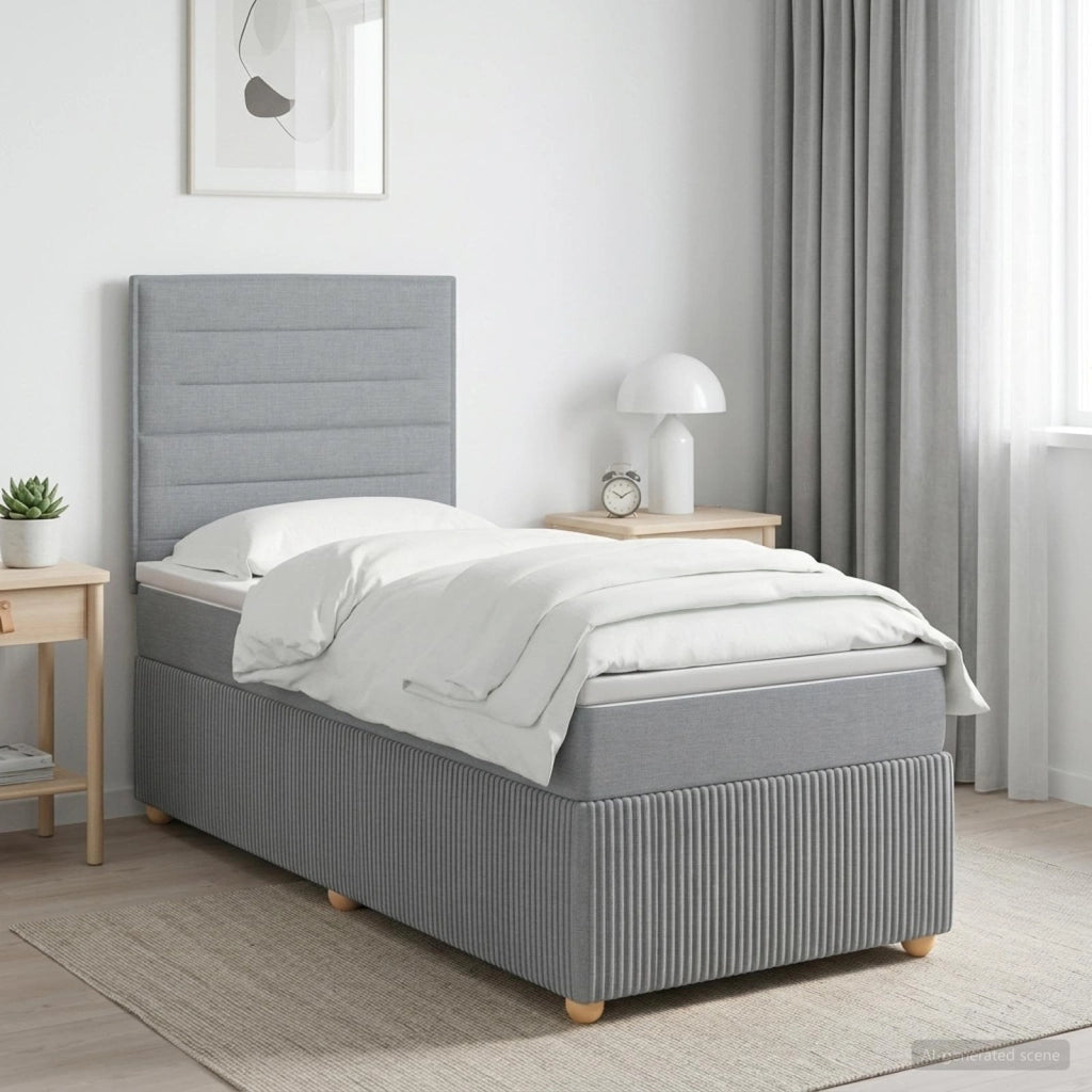 Letto box spring con materasso Grigio Chiaro 100 x 200 cm 3454319