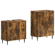 Set di Armadi da Bagno da 2 Pezzi HAARLEM Rovere Fumo 3417617